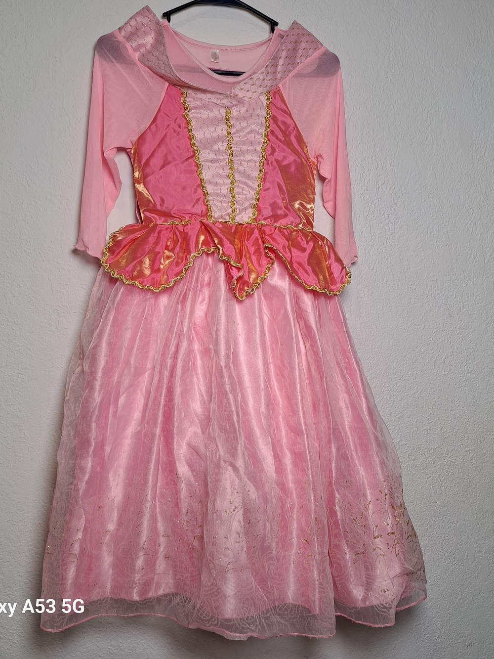 Pink Princess Girls' Costume Dress with Gold Trim